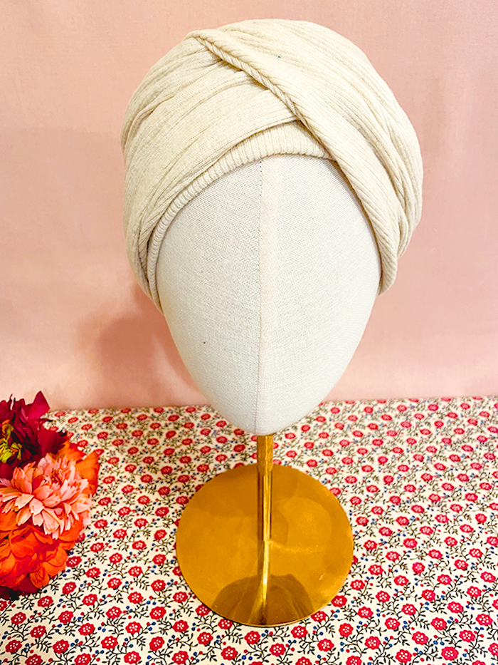 Turban pour chimiothérapie à enrouler en tissu douillet Neige