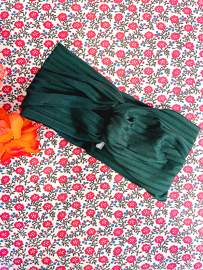 Bandeau à cheveux croisé - Vert foncé